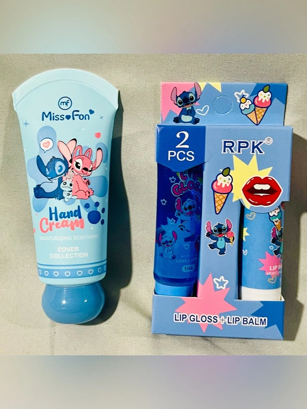 Stitch Hand Cream and Lip Care Set - Blue